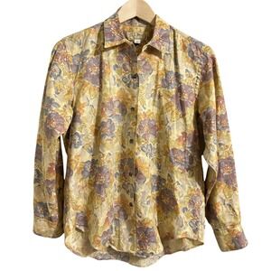 L.L. Bean Vintage 90's Floral Cotton Button Down Shirt Made in USA Womens 6